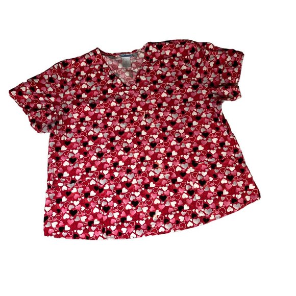 Valentine's Day Hearts Medical Scrub Top Size 2X - Picture 3 of 10